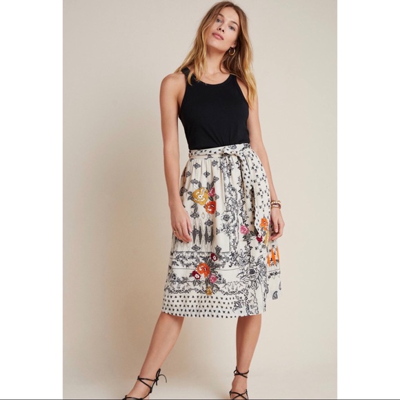 Anthropologie Vineet Bahl Devi Embroidered Midi Skirt NWT New S - Picture 2 of 16